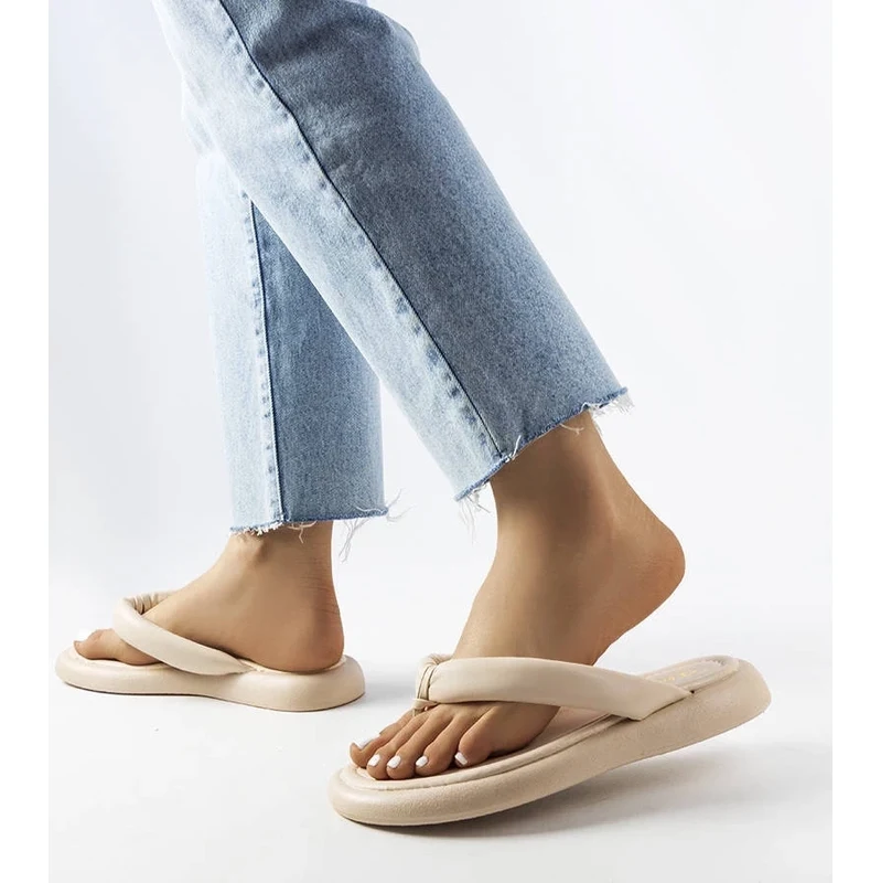 marka niezdefiniowana Beige chunky flip-flops Smithfield 106992506