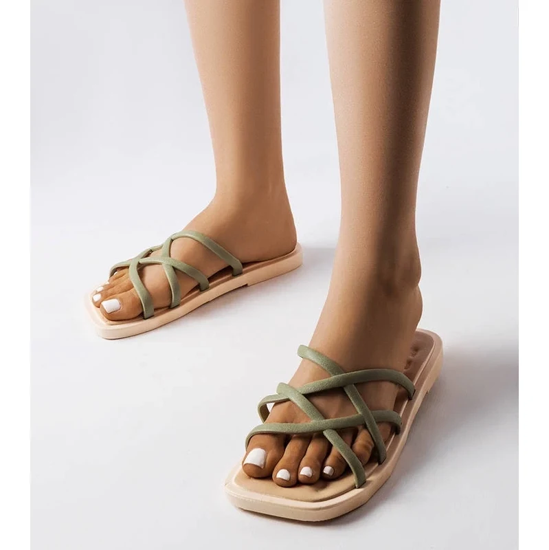 marka niezdefiniowana Green Rubber Flip-Flops Pearlman