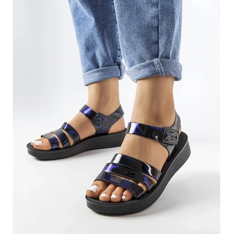 Gemre Navy wedge sandals Covillon