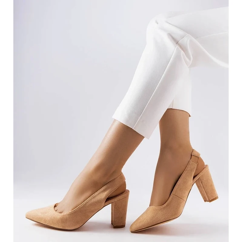 Gemre Beige Block Heels Tolna