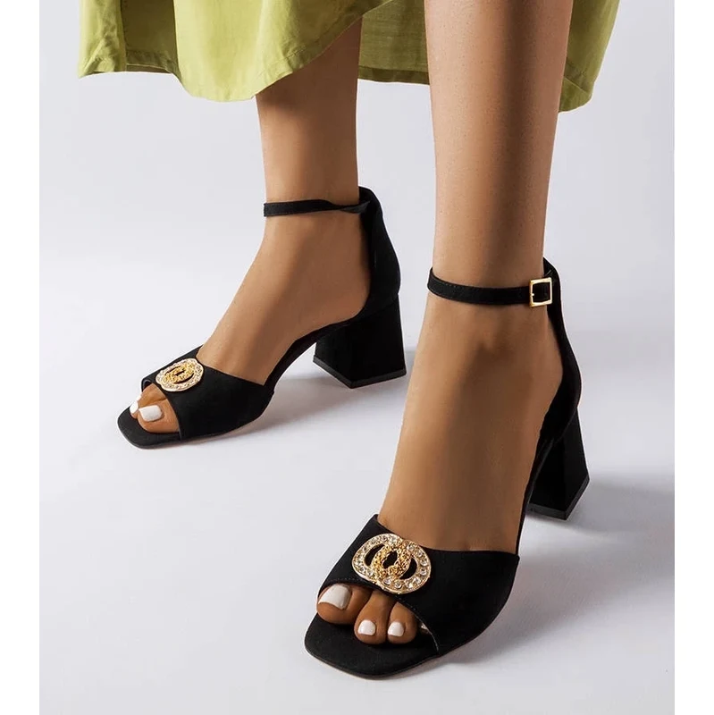 D/CEO Gemre Black suede block heel sandals Karino