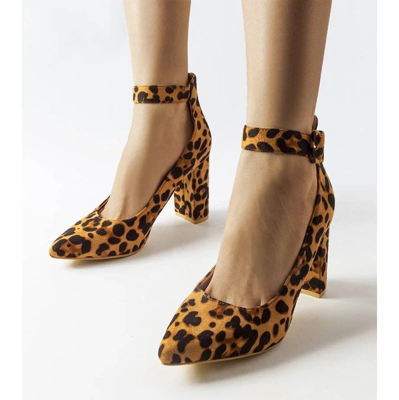 Gemre Block Heel Leopard Print Pumps Achen