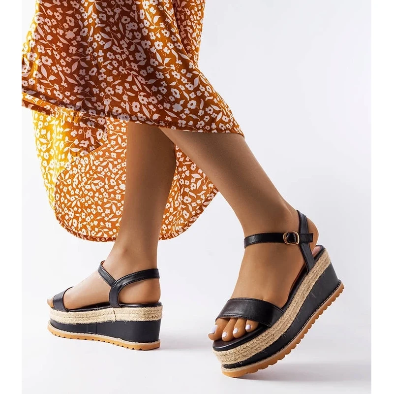 D/CEO Gemre Black Wedge Sandals Access 106992702
