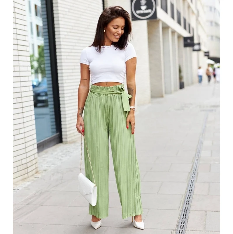 UR/CEO Green wide pleated womens pants Anisa 107097591