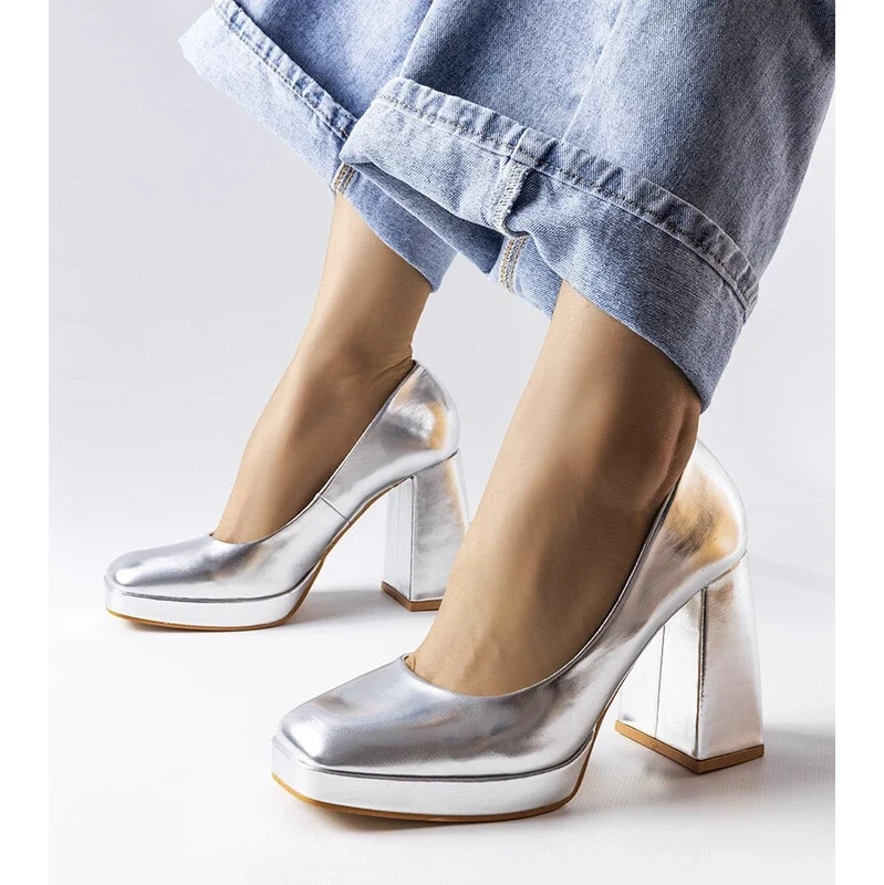 Gemre Silver high block heel pumps Mailly