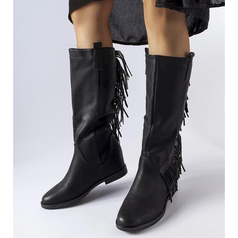 Gemre Black wedge-heeled boots Giorgia 106992808