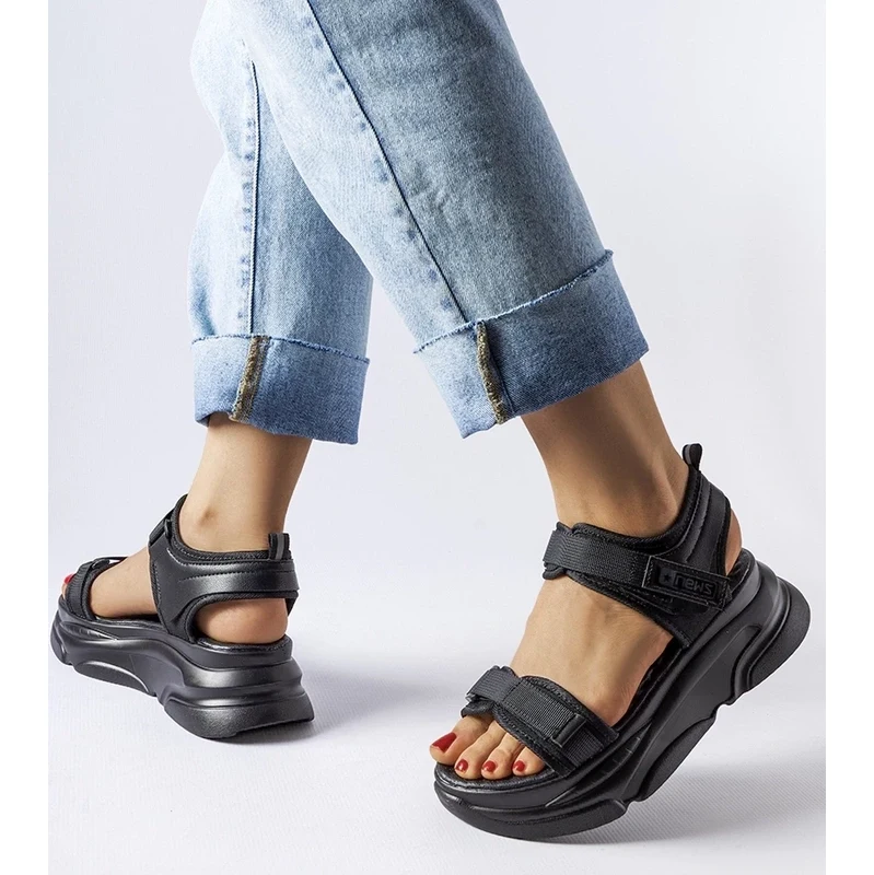 D/CEO Gemre Black sporty platform sandals Kanola 106992811
