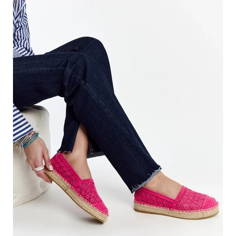 Gemre Dark pink lace platform espadrilles Samra 106992882