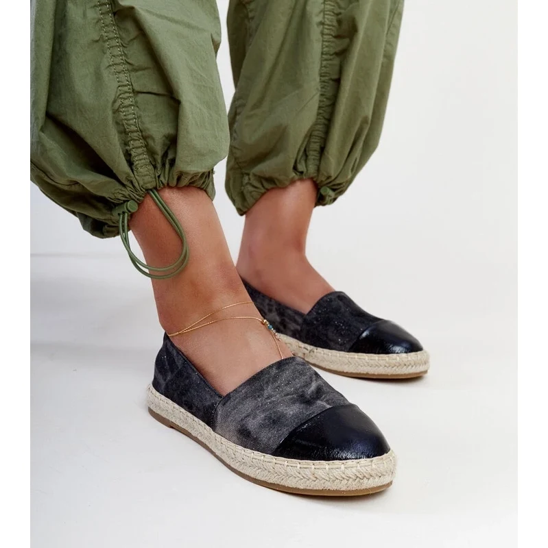 Gemre Black Glossy Espadrilles Surana
