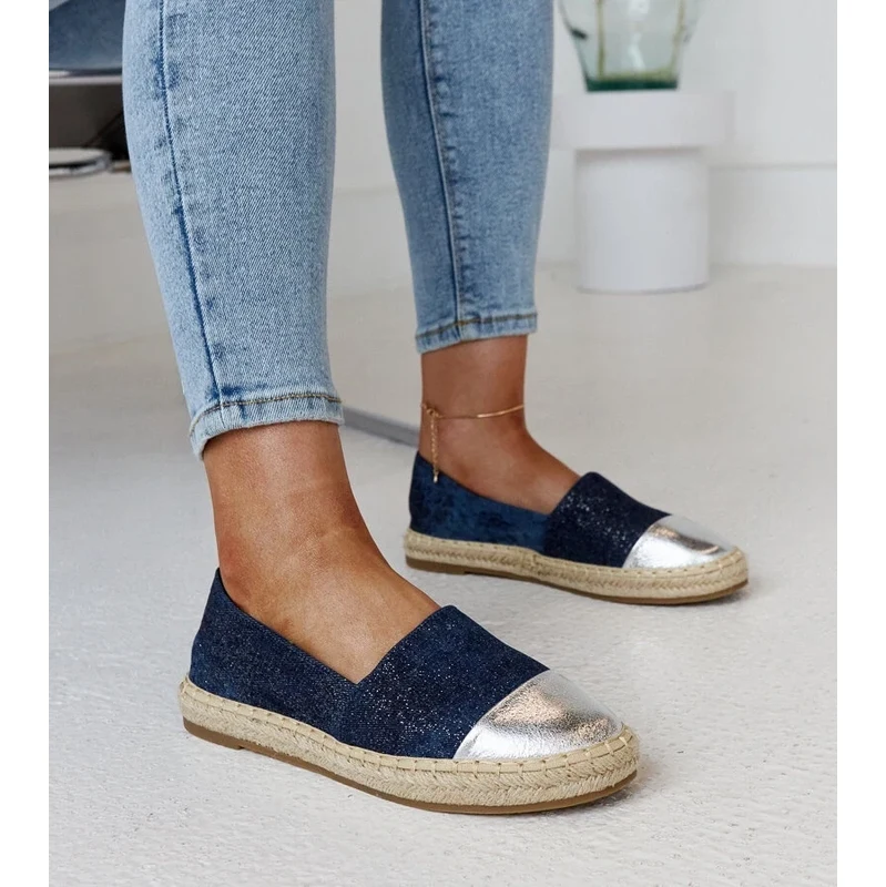 Gemre Navy-silver shiny espadrilles Surana