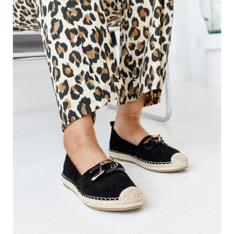 D/CEO Gemre Black espadrilles with Radwans chain