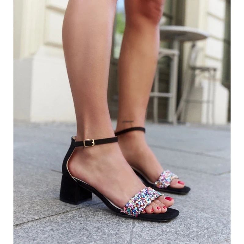 Gemre Ghusona block-heeled sandals with colorful stones