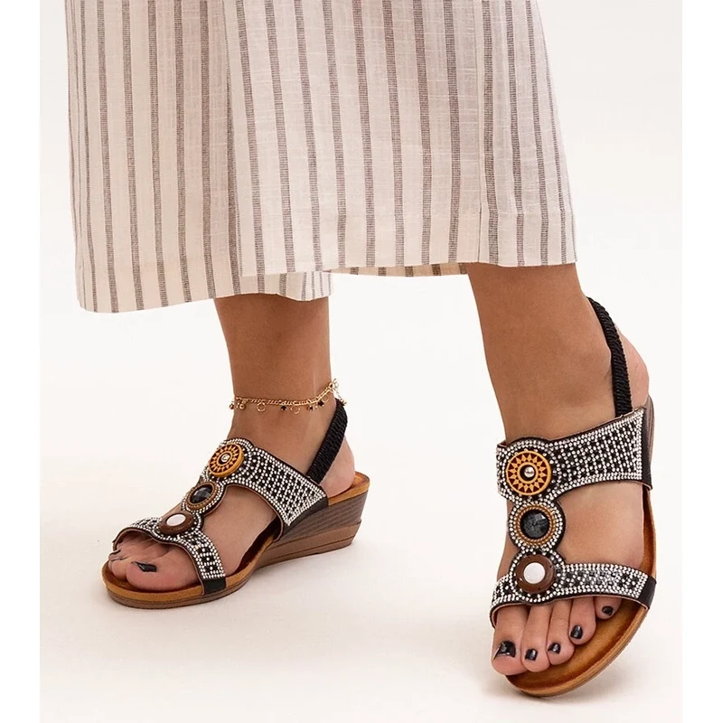 Gemre Shiny Wedge Sandals Azeeza