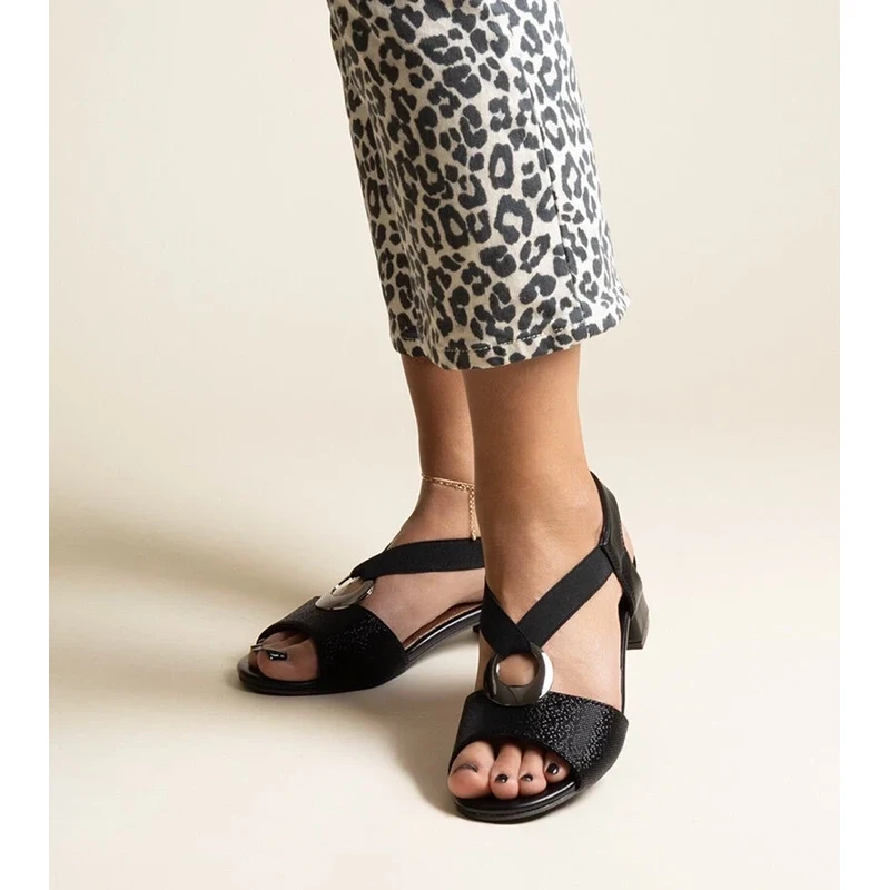 D/CEO Gemre Black slip-on block heel sandals Jorga 106993116