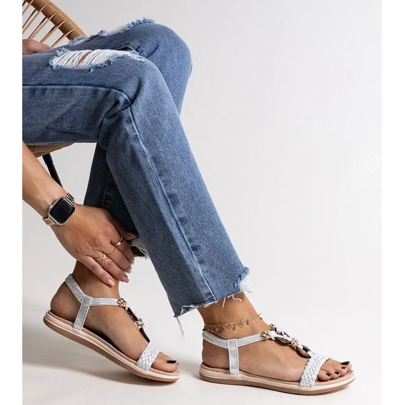 Gemre Silver braided sandals Izodora