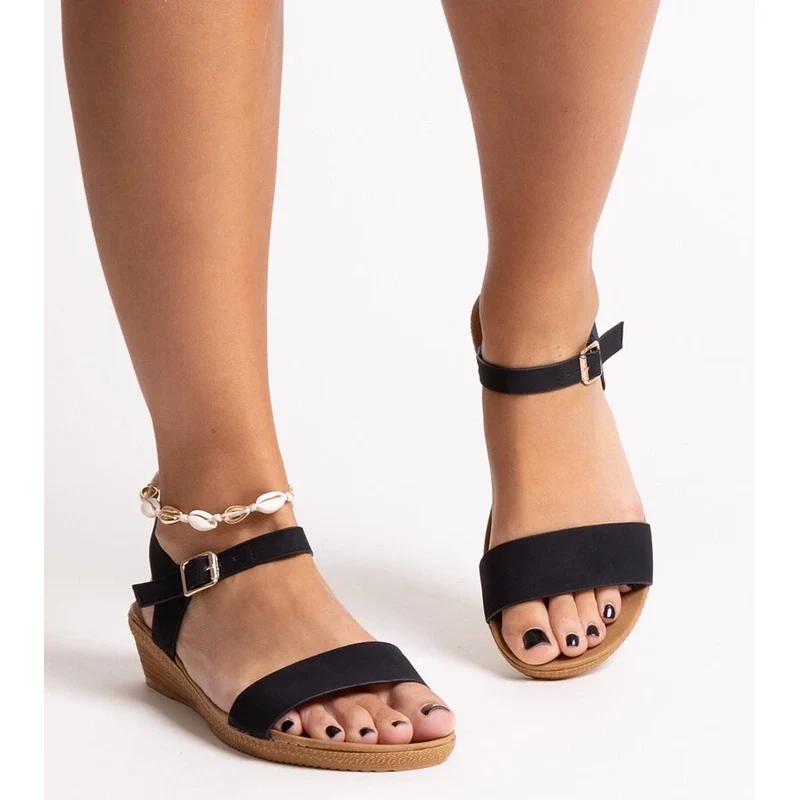 Gemre Black eco-leather sandals Makdaka