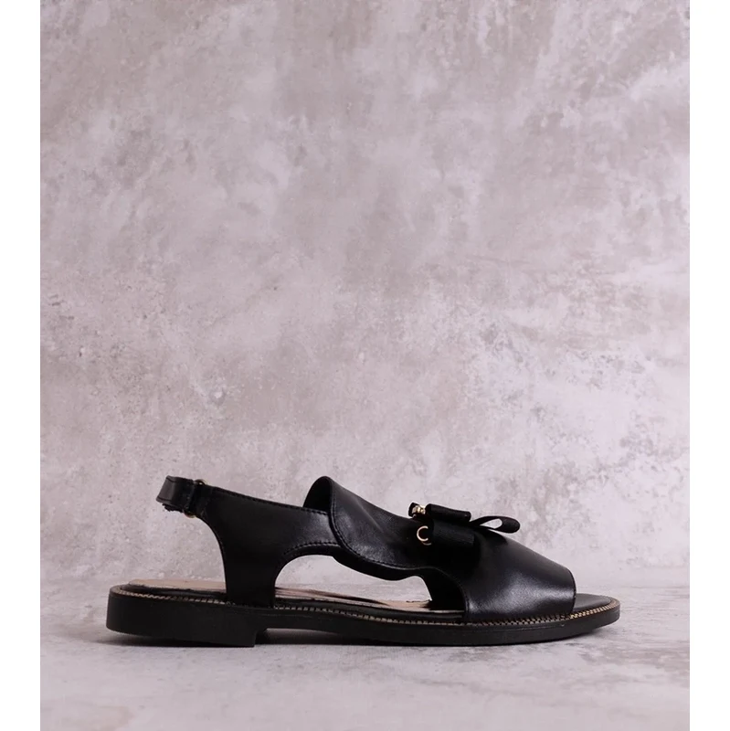 Black sandals with a bow and rhinestone KARINO 107649201