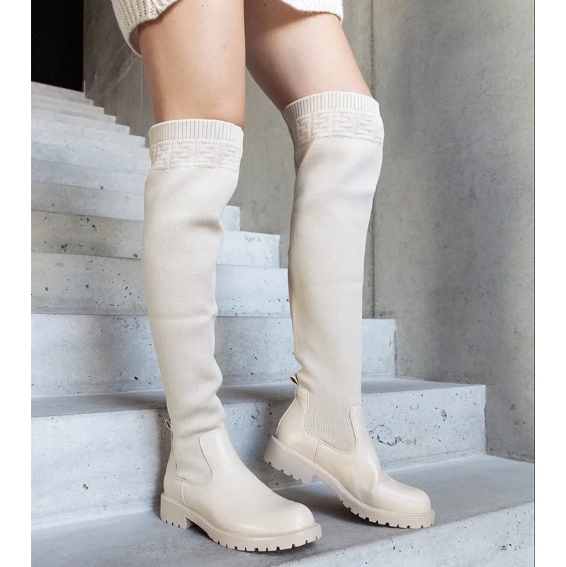 Gemre Beige long boots with flexible upper Juanra 106993308