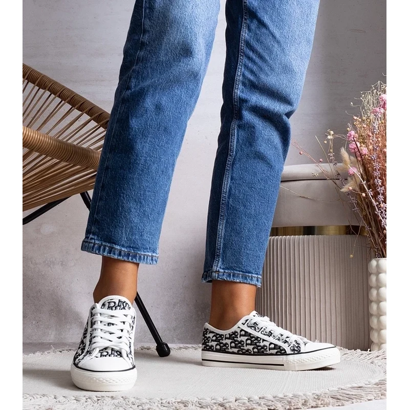 Gemre White and black womens sneakers Rimmie
