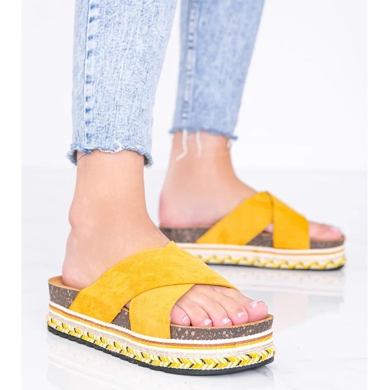 Gemre Mustard Slides with Decorative Sole Riri 108967290