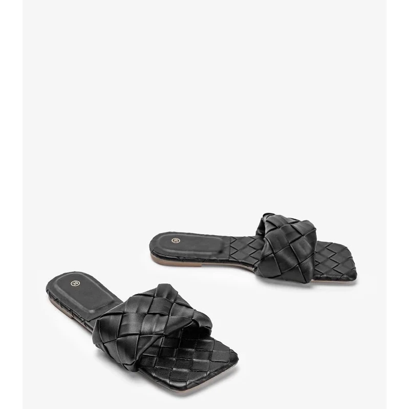 Gemre Black braided Chimmie slides 106995234