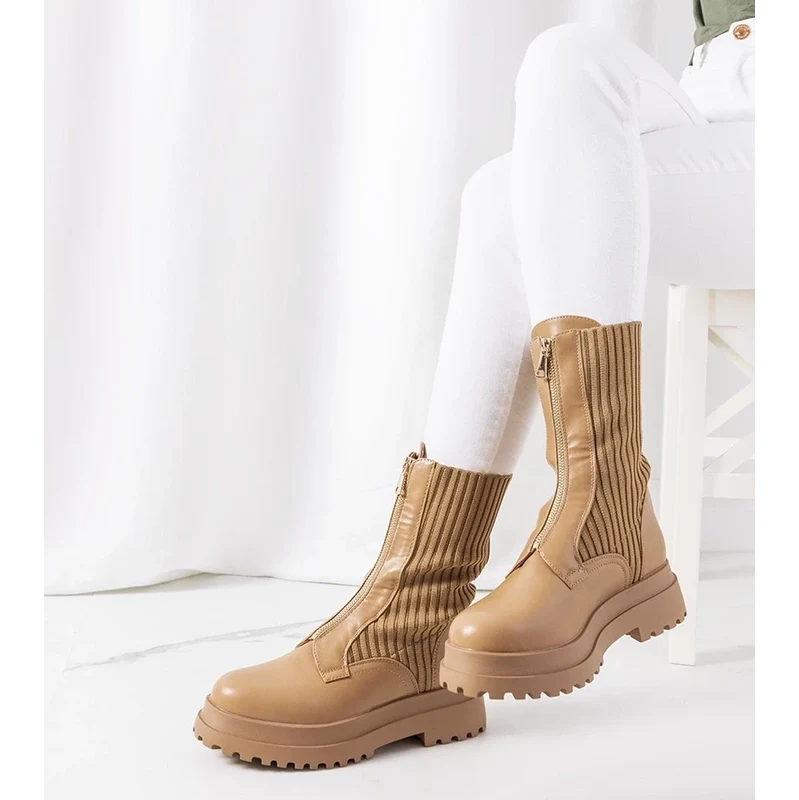Gemre Brown ankle boots with sock-like upper Lewin