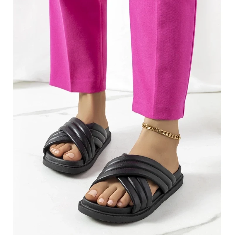 marka niezdefiniowana Black platform flip-flops Daintree