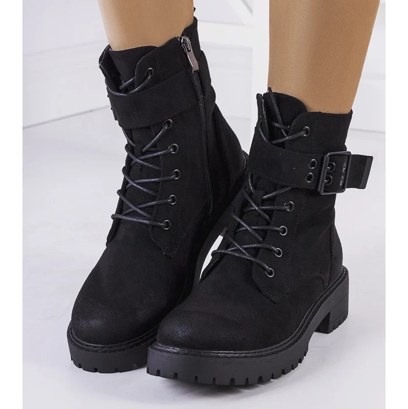Gemre Black lace-up womens ankle boots Tarrin