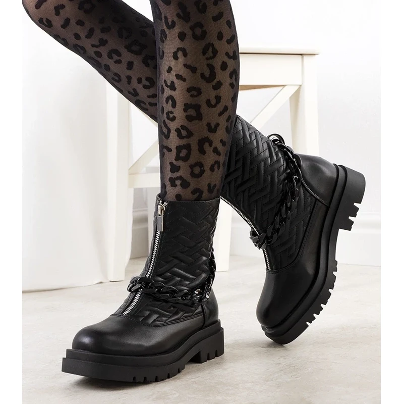 D/CEO Black wedge heeled boots Etylioo 106995418