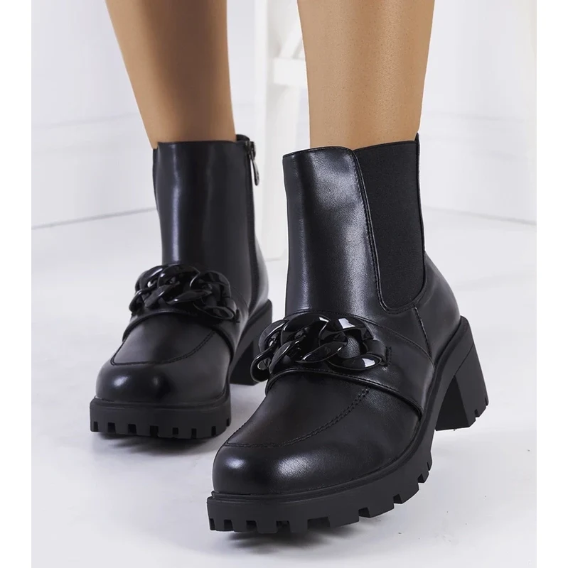 Gemre Black ankle boots with chain Bilka 106995416