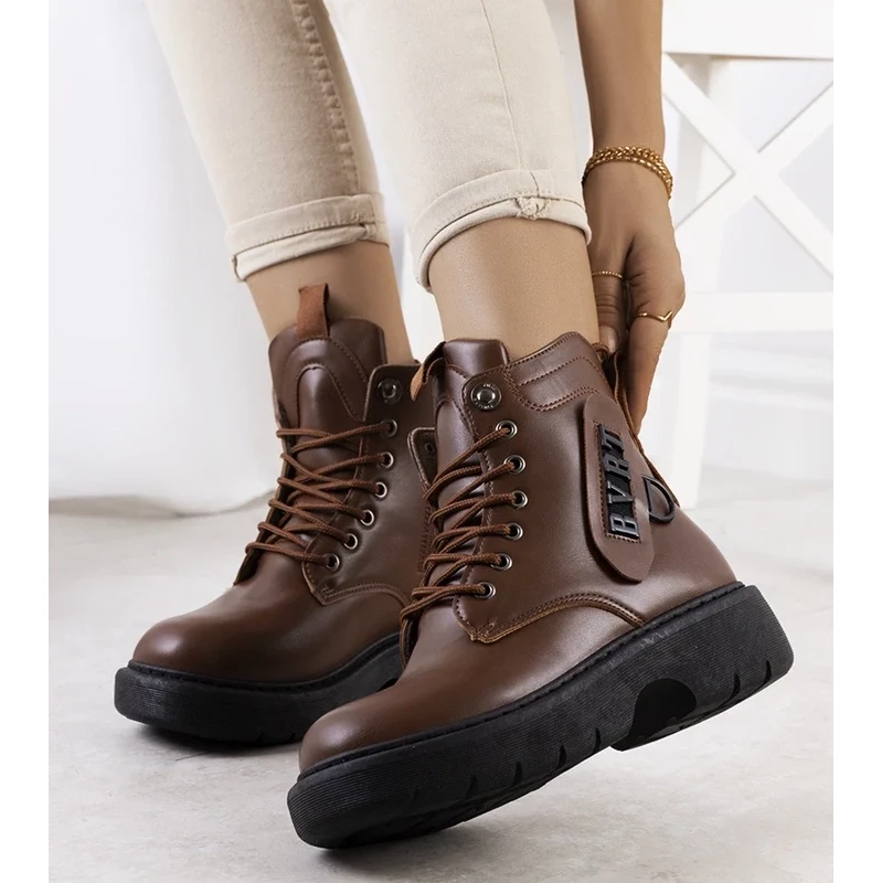 Gemre Brown platform ankle boots Denna 106995427