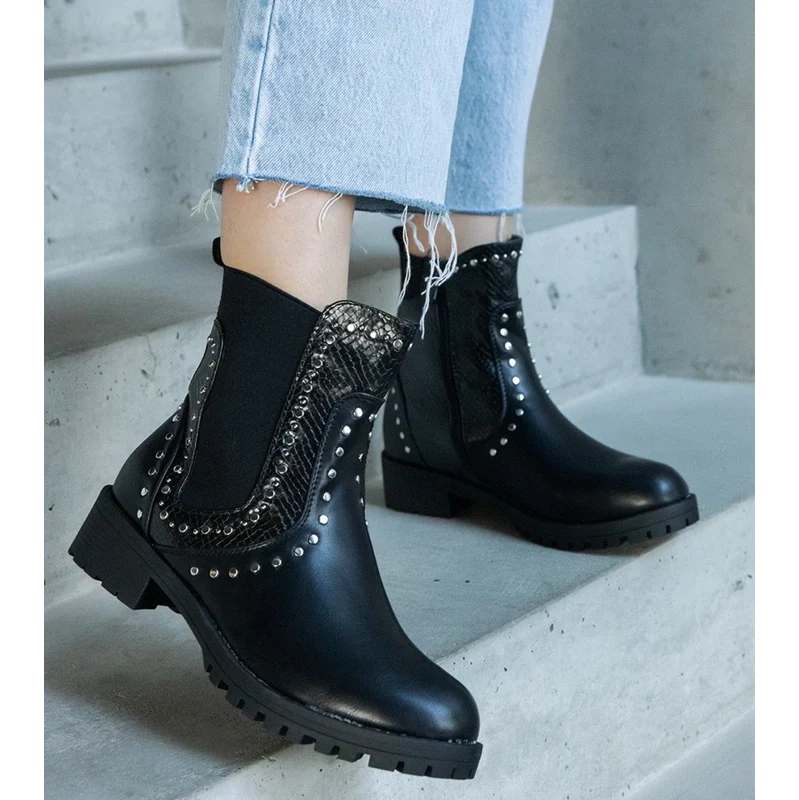 Gemre Black Decorated Ankle Boots Arlesa 106995434