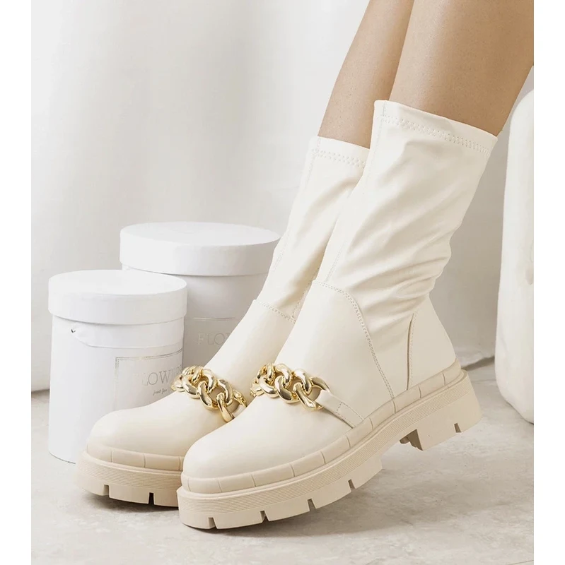 Gemre Beige ankle boots with high sole Luisina 106995440