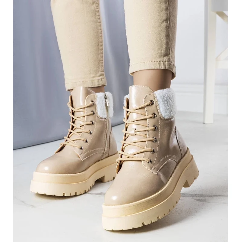 Gemre Beige insulated ankle boots with shearling Bryas 106995584