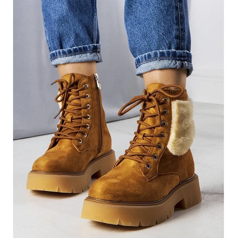 Gemre Brown insulated ankle boots with fur Bernar 106995585