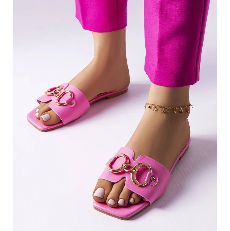 D/CEO marka niezdefiniowana Pink elegant mules with chain Corbin 108967294
