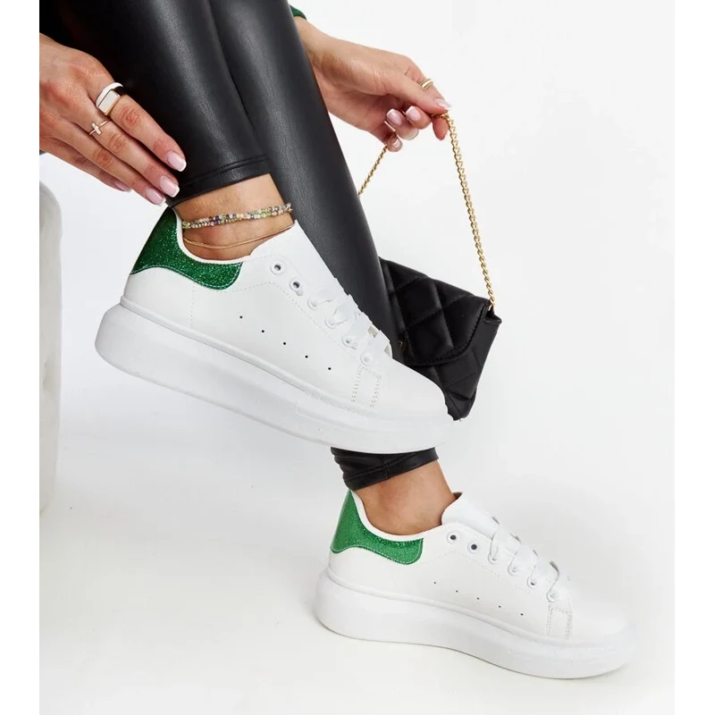 Gemre White-green eco-leather sneakers Fatimah