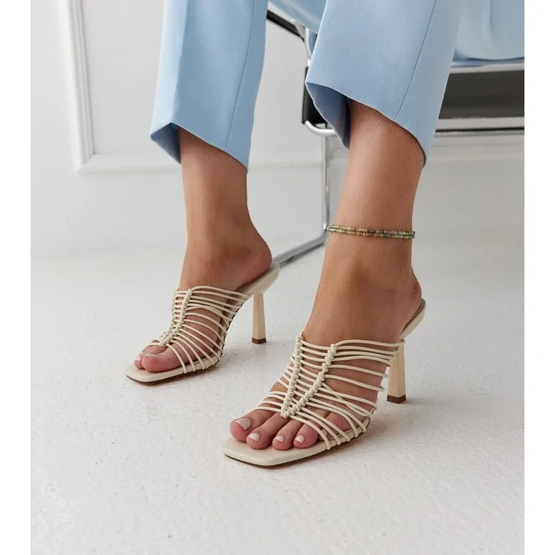 marka niezdefiniowana Light beige stiletto mules Borna