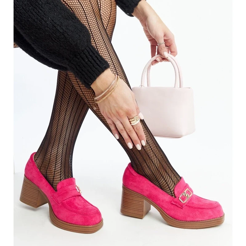 Gemre Dark Pink Block Heel Pumps Aludra