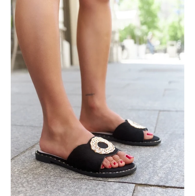 Gemre Black flip-flops with leather insole Buenas