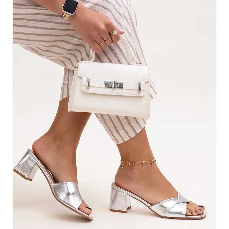 Gemre Silver block heel sandals Fanan