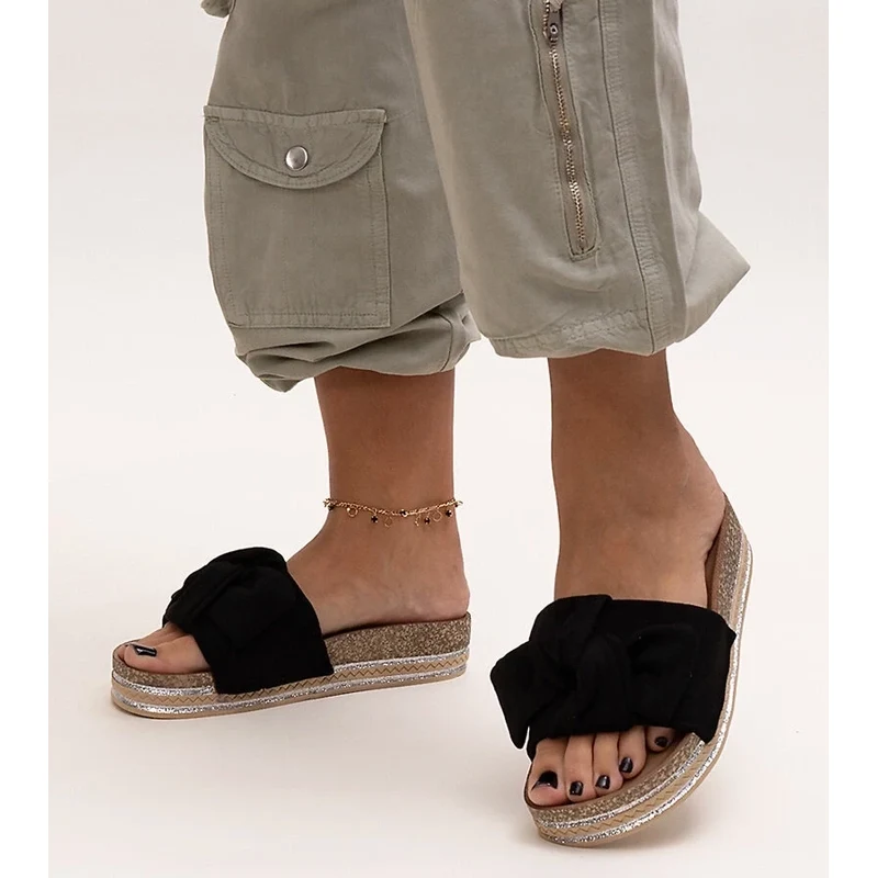 D/CEO Black slippers with fur insulated Valle 106995943