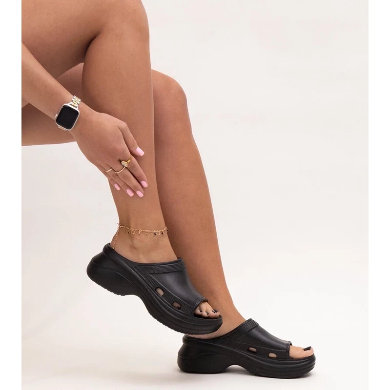 D/CEO Black slippers with fur insulated Valle