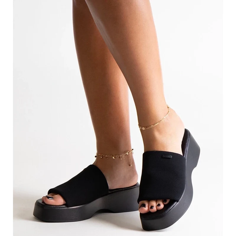 marka niezdefiniowana Black platform flip-flops Big Star