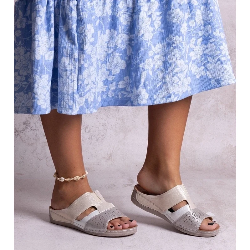 Gemre Beige Shiny Saminar Slides