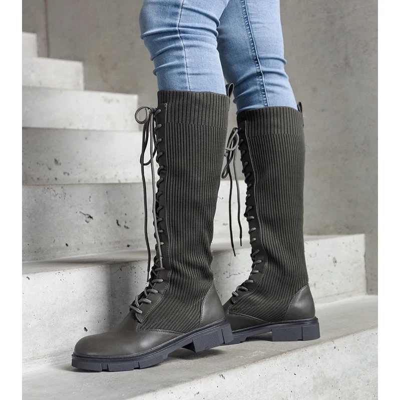Gemre Green slip-on boots with elastic upper Veradi