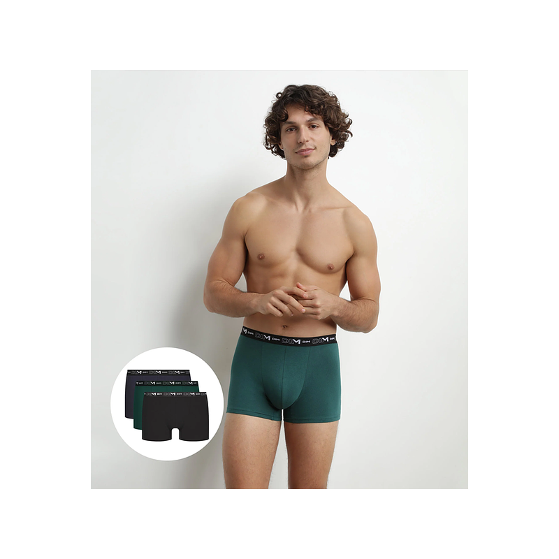 DIM COTTON STRETCH BOXER 3x - Mens Boxer Shorts 3 pcs - dark