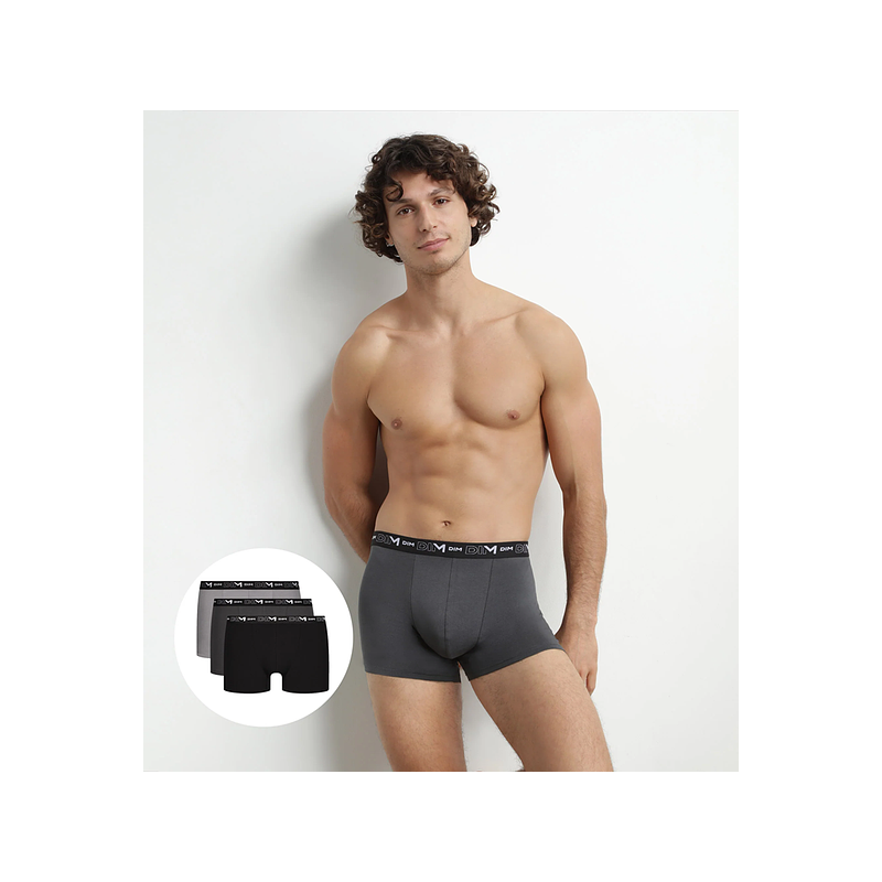 DIM COTTON STRETCH BOXER 3x - Mens Boxer Shorts 3 pcs - Black -