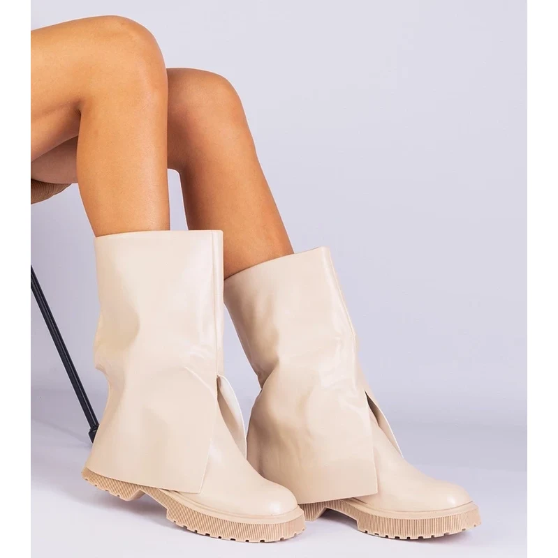 D/CEO Gemre Beige ankle boots with a turned-down upper Rozalia 106998276