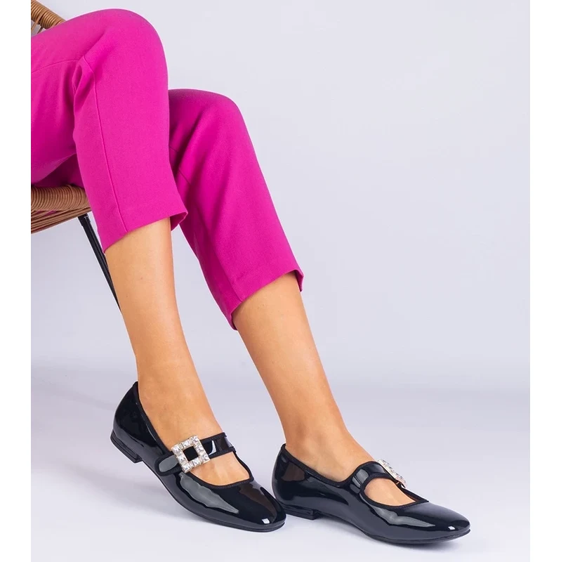 Gemre Black patent ballerinas decorated with a Furseda buckle 106998281